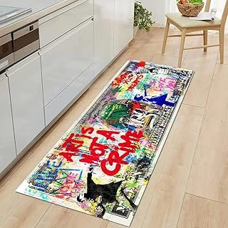JUST BREATHE Graffiti Abstract Runner Rug 'Follow Your Dreams' Pop Art S...