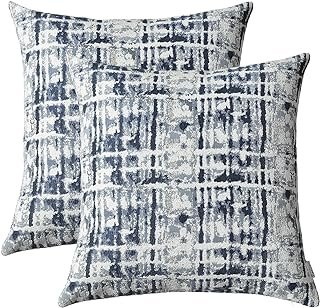 Jacquard Decorative Throw Pillow Covers for Couch Set of 2, 18x18 Inches...