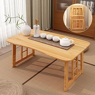 Japanese Folding Coffee Table,Bamboo Foldable Floor Low Table,Chabudai T...