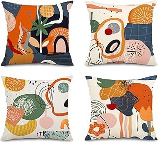 Jartinle Abstract Art Colorful Mid Century Modern Throw Pillow Covers 20...