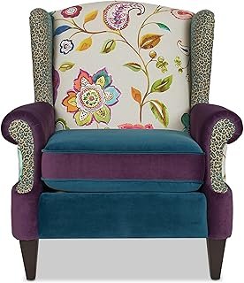Jennifer Taylor Home Anya Eclectic Floral Patchwork Boho Chic Wingback L...