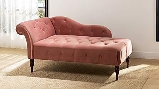 Jennifer Taylor Home Samuel Tufted Roll Arm Chaise Lounge, Ash Rose Pink...