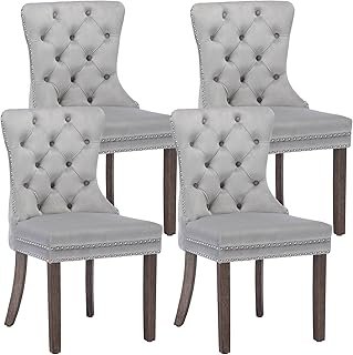 KCC Velvet Dining Chairs Set of 4, Upholstered High-end Tufted Dining Ro...