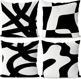 KEUSPI Black and White Modern Abstract Neutral Art Throw Pillow Cover De...