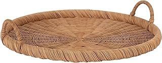 Kate and Laurel Cormont Modern Round Woven Rattan Tray with Handles; 23 ...