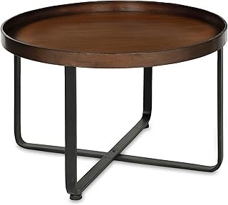 Kate and Laurel Zabel Modern Round Metal Coffee Table with Criss Cross B...