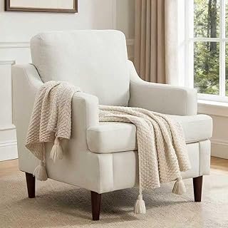 Ketaiyou Mid-Century Accent Chair Modern Linen Fabric Armchair for Livin...