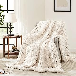 L'AGRATY Chunky Knit Blanket Throw,Soft Chenille Yarn Throw Blanket 50x6...