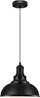 LOEHINLE Pendant Lighting Vintage Industrial Fixtures, Black Metal Farmh...