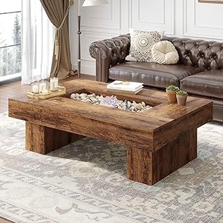 LVB Rustic Coffee Table, Large Wood Living Room Table with Storage, Mode...
