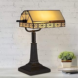 Lavish Home Tiffany-Style Bankers Lamp - Vintage-Looking Mission-Style T...