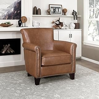 Lexicon 100% Top Grain Genuine Leather Chair, Leather Accent Chairs for ...