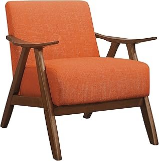 Lexicon Mid Century Modern Accent Chair with Solid Wood Frame in Walnut ...