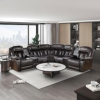 Lexicon Modern 3-Piece Power Reclining Sectional Sofa, Wall Hugger Faux ...