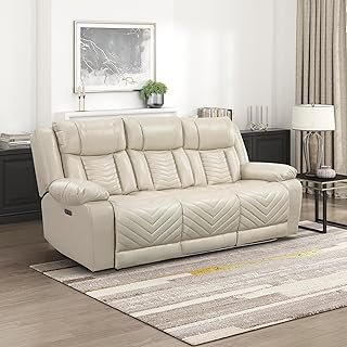 Lexicon Wall Hugger Power Double Reclining Sofa with Center Drop-Down Ta...