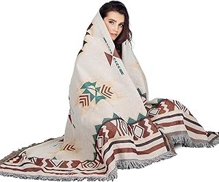 MACEVIA Native American Aztec Blanket for Couch, Rustic Southwest Blanke...