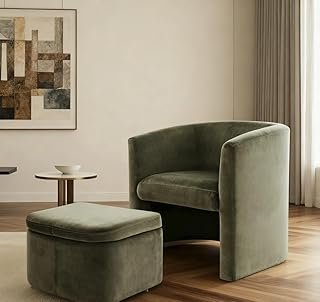 MALOL Mid-Century Velvet Living Room Chair with Storage Ottoman, Space-S...