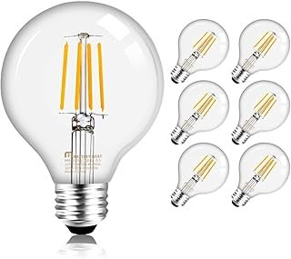 MASTERY MART G25 Globe Light Bulbs, Dimmable, E26 Base, 60W Equivalent, ...