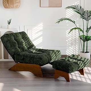 MAXYOYO Accent Chair with Ottoman Adjustable Backrest, Tufted Living Roo...