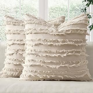 MIULEE Decorative Boho Throw Pillow Covers Set of 2 Spring Neutral Beige...