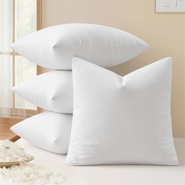 MIULEE Pack of 4 18x18 Pillow Inserts, Premium Feather and Down Decorati...