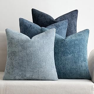 MIULEE Pack of 4 Couch Throw Pillow Covers 18x18 Inch Neutral Blue Soft ...
