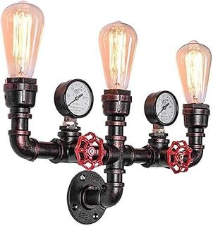 MQ Water Pipe Wall Lamp Steampunk, 3 Lights Wall Sconces Vintage Rustic ...