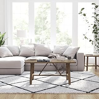 Merrick Lane Mabel Trestle X-Frame Coffee Table, Rustic Farmhouse Solid ...