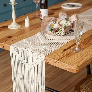 Mkono 100 Inches Boho Macrame Table Runner Woven Thanksgiving Christmas ...