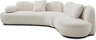 Modern Curved Modular Sofa Boucle 5 Seater Crescent Sectional Couch Butt...