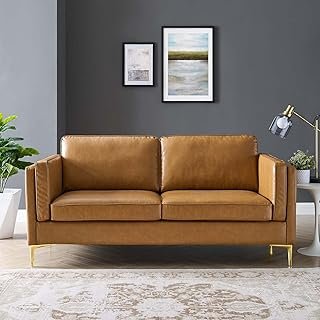 Modway Kaiya Upholstered Vegan Leather Sofa, 32 x 71 x 33.5, Tan