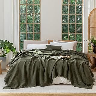 MooMee Muslin Blanket - 100% Cotton 4-Layer Gauze Throw Blanket with All...