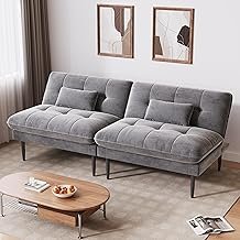 NEDYO 70 inch Convertible Futon Sofa Bed, Velvet Sleeper Sofa with Adjus...