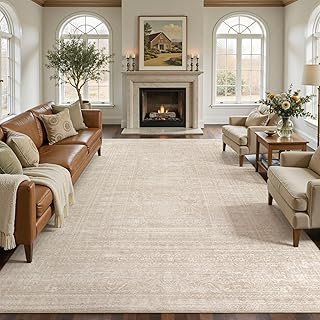 Nakagishi 8x10 Area Rugs Living Room: Washable Large Vintage Beige Rug N...