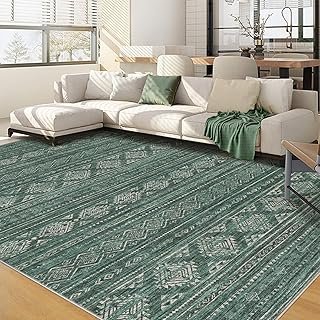 Nakagishi Green Rug Area Rugs 5x7: Washable Boho Large Neutral Modern So...