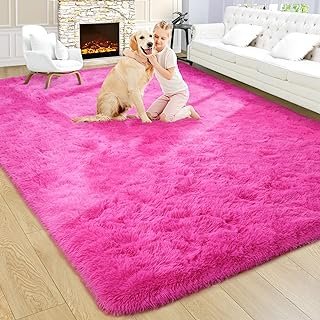 Noahas Fluffy 5x7 Hot Pink Rugs for Bedroom Girls,Shaggy Area Rugs for L...