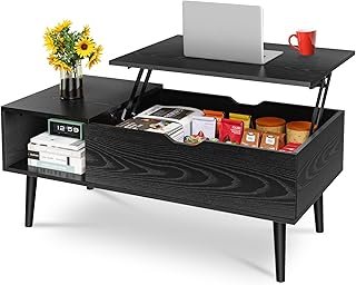 OLIXIS Wood Lift Top Coffee Table with Hidden Compartment and Large Stor...