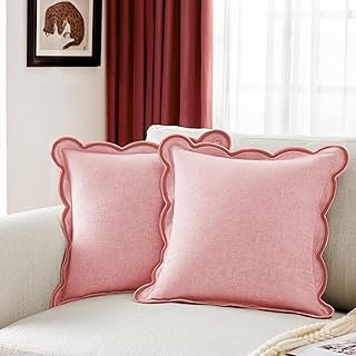 Ohocut Scalloped Pillow Cover Pack of 2 Spring Chenille Decorative Throw...