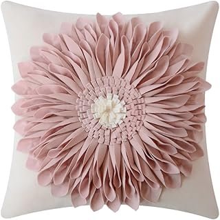 OiseauVoler Decorative Throw Pillow Covers Handmade 3D Flower Cushion Co...