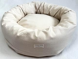 Organic Cotton Canvas Round Dog Bed – Removable Washable Cover, Natural ...