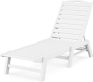 POLYWOOD NAC2280WH Nautical Patio Chaise, White