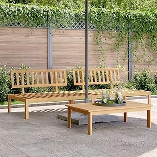 Pallet Sofa Solid Acacia Wood Modular Set for Two Adults with Natural Wo...