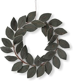 Park Hill Collection Upcycled Tent Canvas Olive Leaf Wreath, 7-inch Diam...