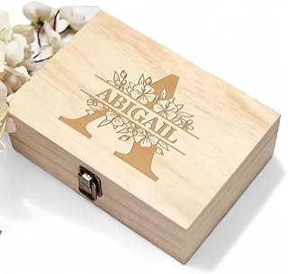 Personalized Monogrammed Wooden Keepsake Box – Custom Engraved Memory Bo...
