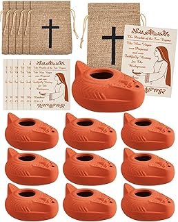 Pinkunn 10 Sets Clay Oil Lamp Herodian Olive Oil Lamp for Indoor Use Ter...