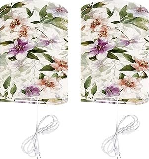 Plug in Wall Sconces Set of 2 Seamless Classic Hand Drawn Watercolor Flo...