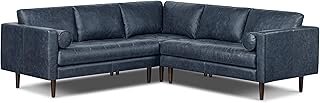 Poly & BARK Napa 98” Leather Corner Sectional Sofa – Full-Grain Italian-...