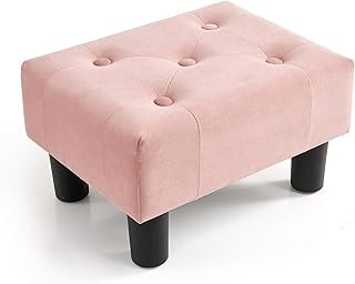 Poofzy Small Foot Stool Ottoman, Velvet Ottoman Foot Rest with Legs, Rec...