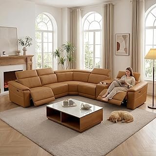 Power Recliner Sectional Sofa, L-Shaped Living Room Furniture Set, Light...
