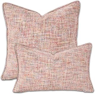 Premium Series Tweed Style Throw Pillow Cover, Linen Woven Textured Luxu...